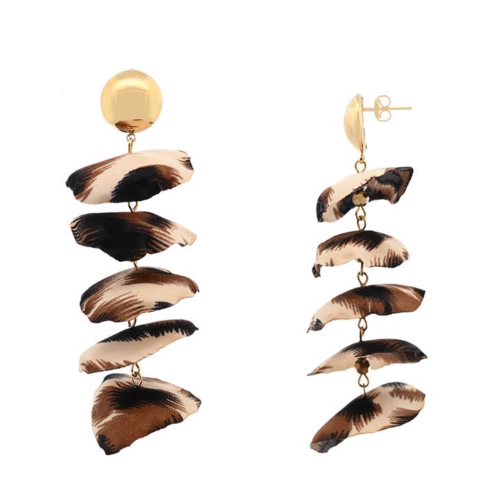 PETAL NAPPA EARRINGS IN SPECKLED FABRIC - YNK24944A729 for wholesale by AMORINO SRL