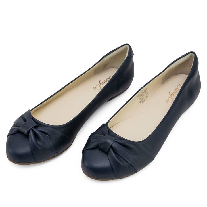 Audrey, Bow Tie Ballerina Ballerina, Adult, Navy for wholesale by Lenny Lu