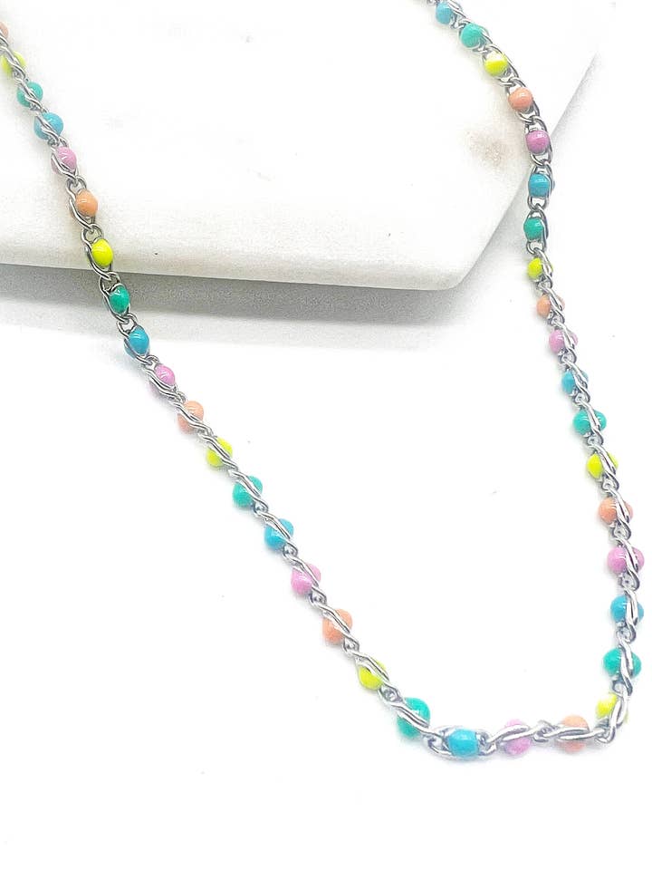 Colorful Enamel Chain Layering Necklace Multi-Color Summer for wholesale by Baubles by B