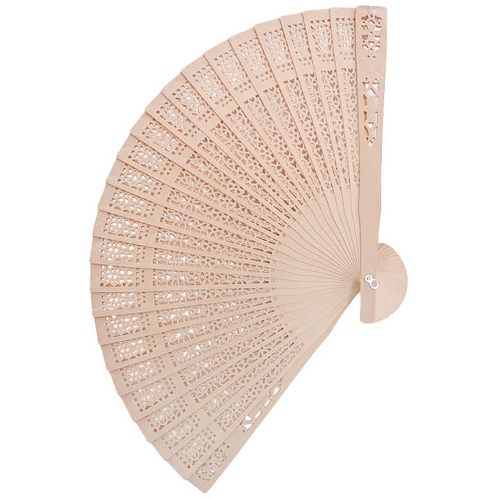Cap Zone - Wholesale Handheld Folding Fan - Dynasty Hollow Laser Cut Wooden Hand Held Fan