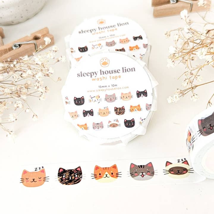 Katzen mit Ausdrücken Bastel-Washi-Tape für den Großhandel von Sleepy House Lion