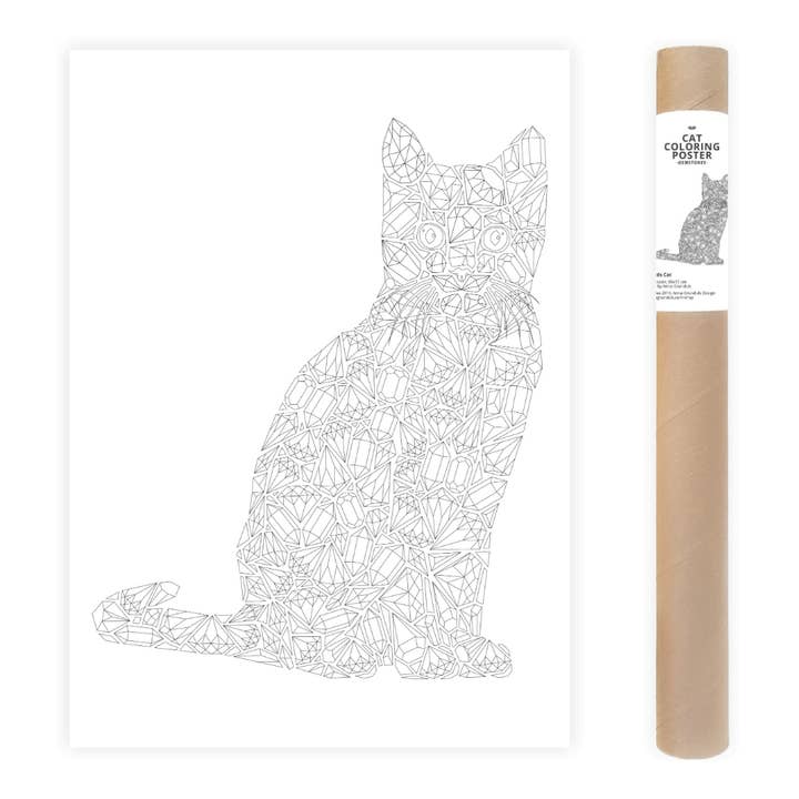Anna Grunduls Design - Wholesale Coloring Book - Adult - Gemstones Cat Coloring Poster