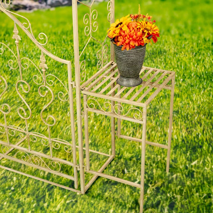 Zaer Ltd. International - Vente Bibelots/décorations d'extérieur - Arche de jardin de 96 po de haut avec 2 supports latéraux pour plantes bicolores7