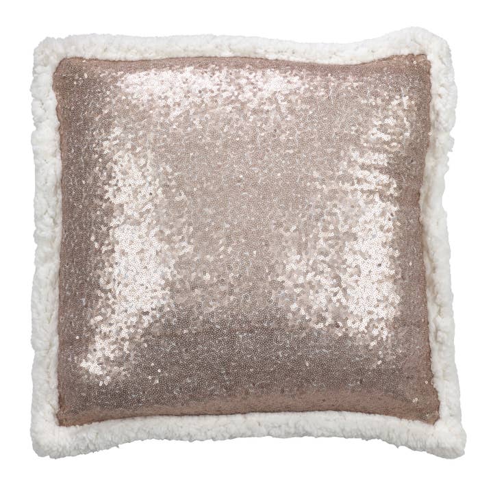 Saro Lifestyle - Wholesale Throw/Decorative Pillow - Sequin + Sherpa Pillow - Poly Filled
