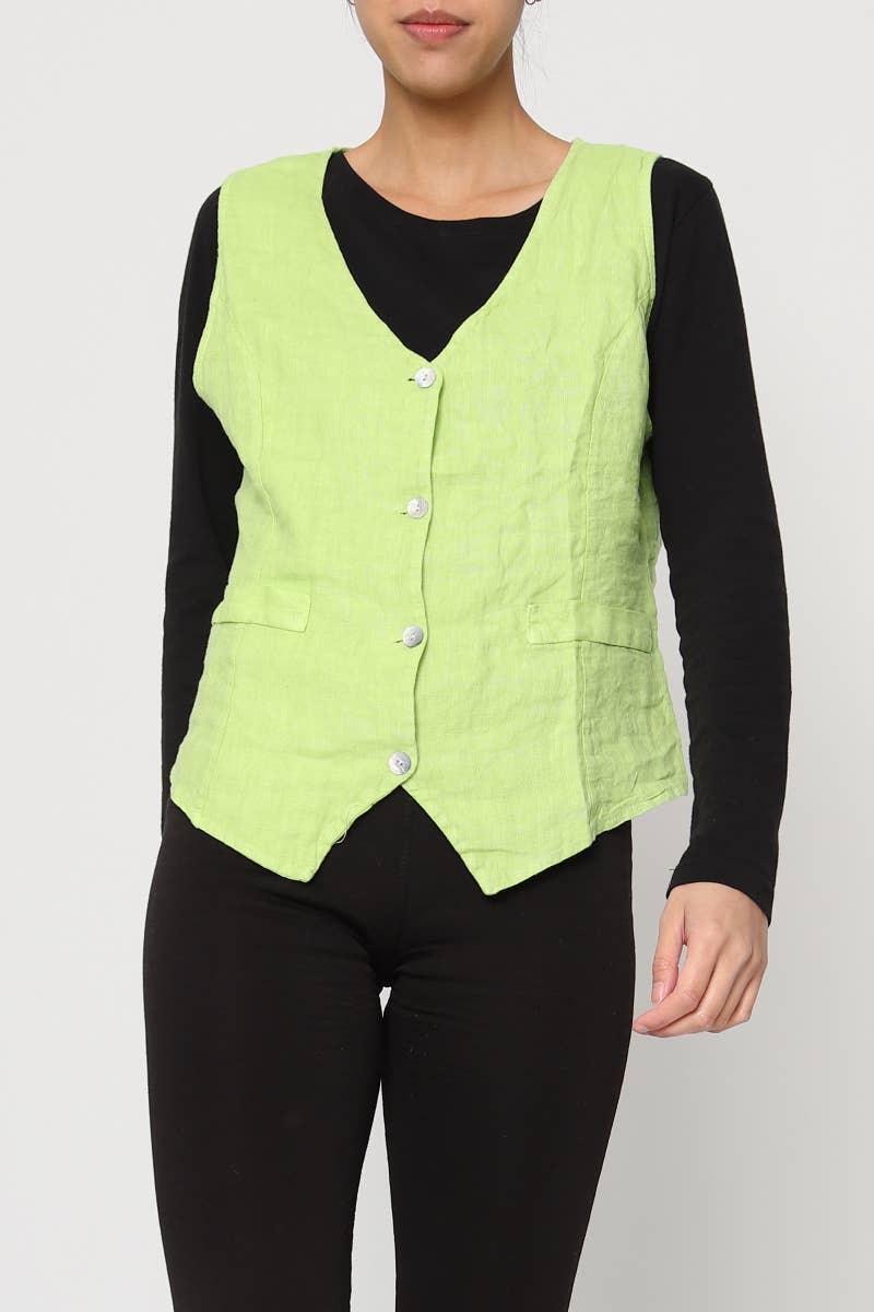 LÉA & LUC - Wholesale Button Down Shirt - Women's - Sleeveless shirt in 100% Linen REF. 514632