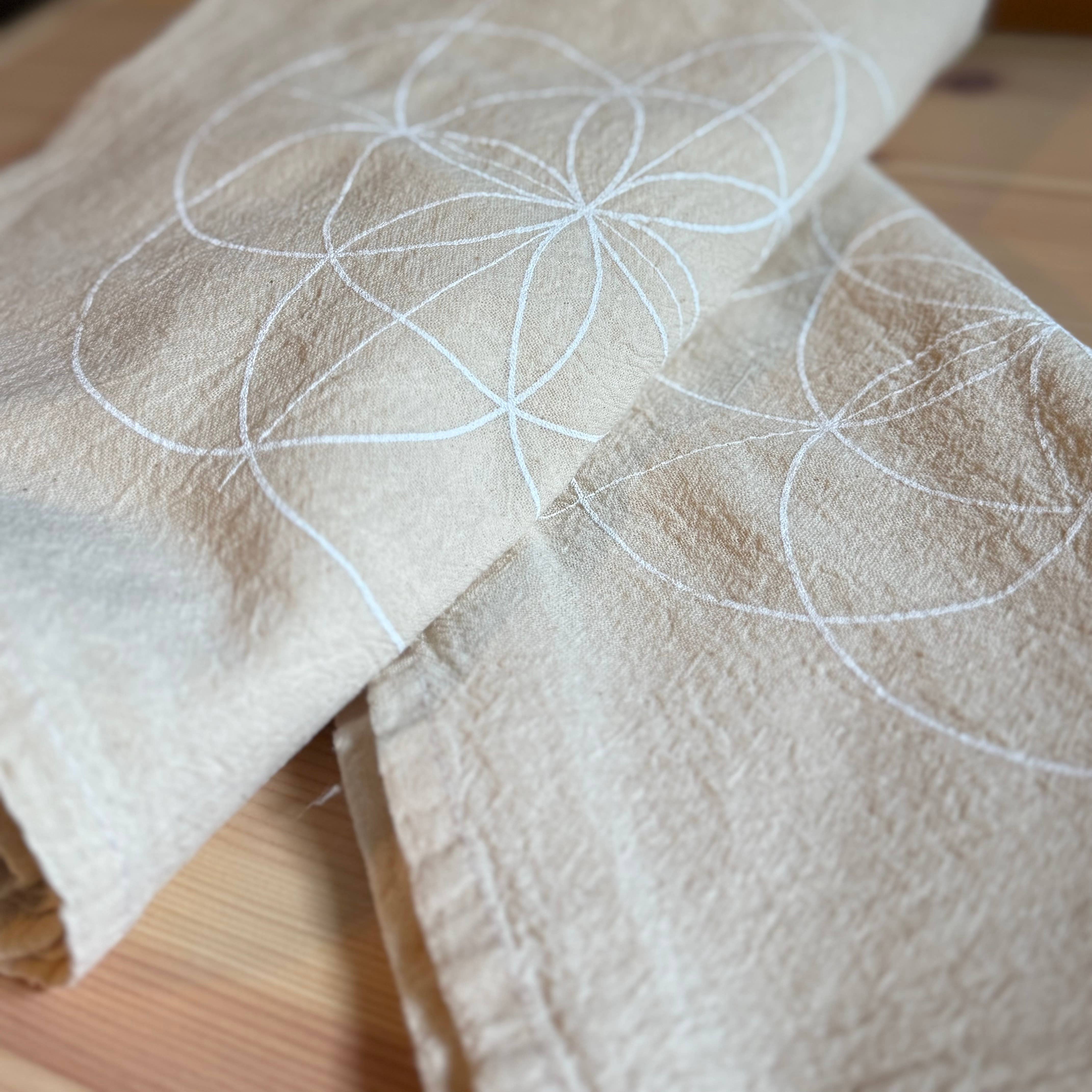 Crystal Grids - Wholesale Meditation Supplies - Seed of Life white ink, Crystal Grid Cloth, Alter Cloth17