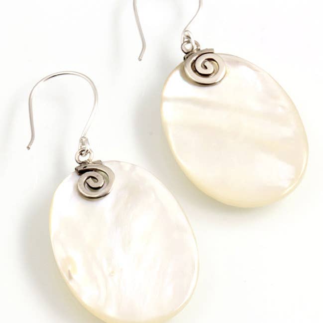 Oval Mother-of-Pearl Pendant with Spirals In for wholesale by El Expreso de Oriente