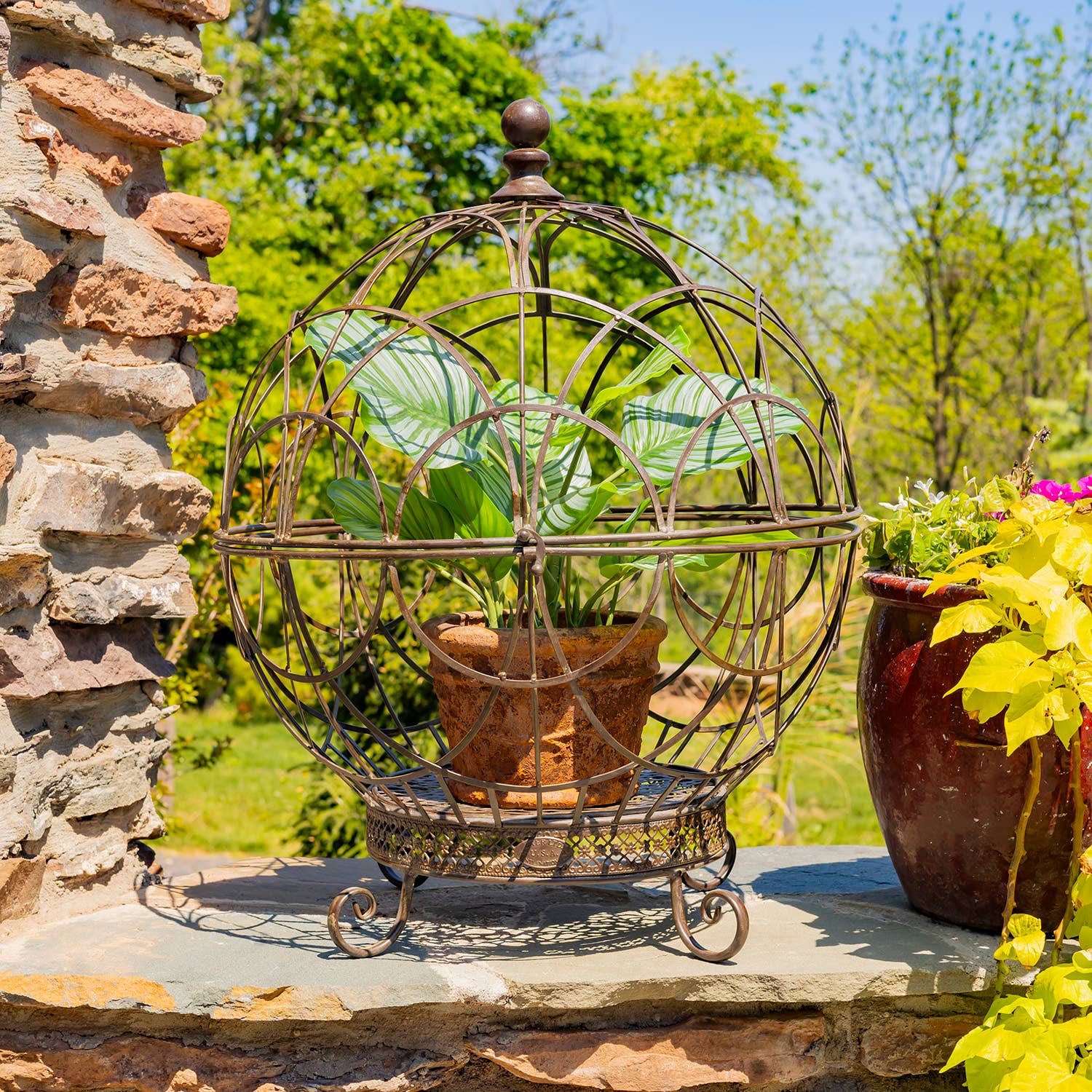 Zaer Ltd. International - Wholesale Plant Pot Stand - Iron Globe Plant Stands- 2 Sizes- 3 Color Options7