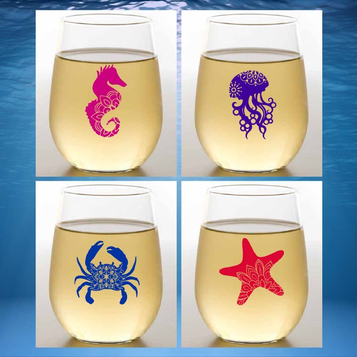 Wine-Oh! - Wholesale Wine Glass - CLOSEOUT ASSORTED Unbreakable Stemless Plastic Wine Glasses