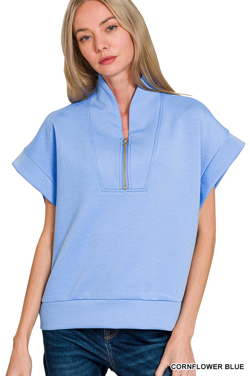42POPS - Wholesale Sweatshirt - Women's - Scuba High Neck Half Zip Sweatshirt Top8