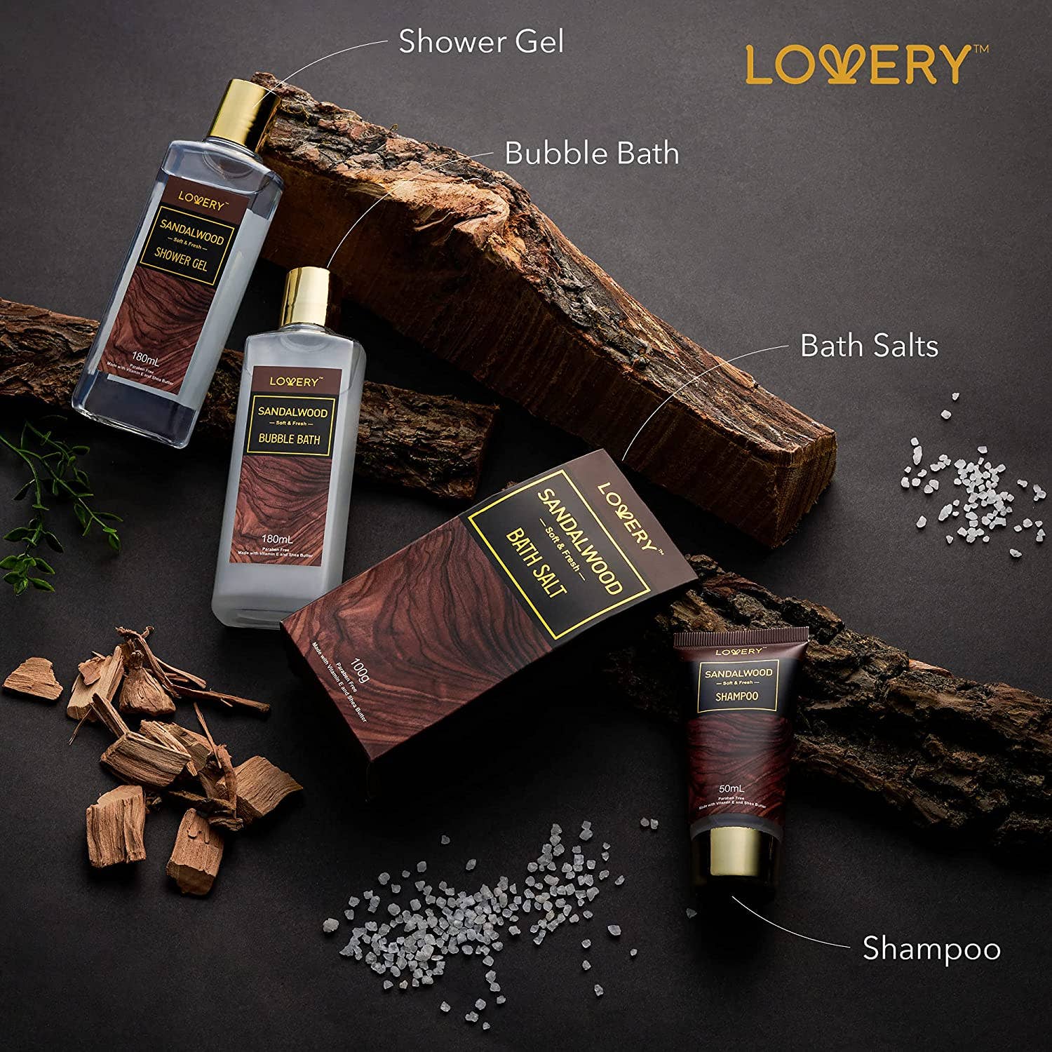 Lovery - Wholesale Bath & Body Set - Men's - Fathers Day 14Pc Sandalwood Bath Set, Beard Grooming Kit2