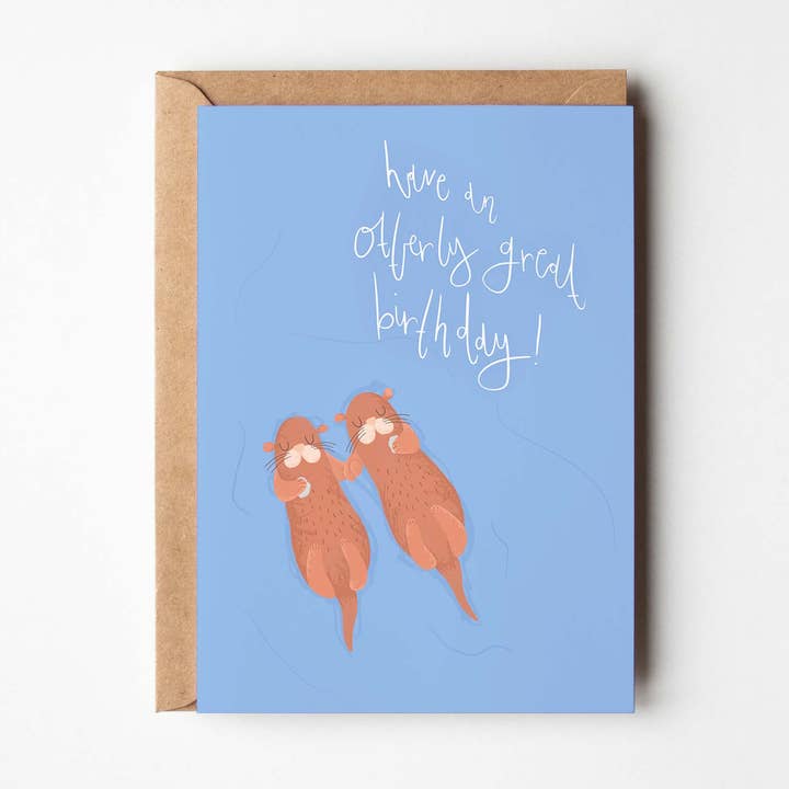 Cartão de aniversário A6 com trocadilho fofo de animal de lontra por atacado de Mint and Pickle