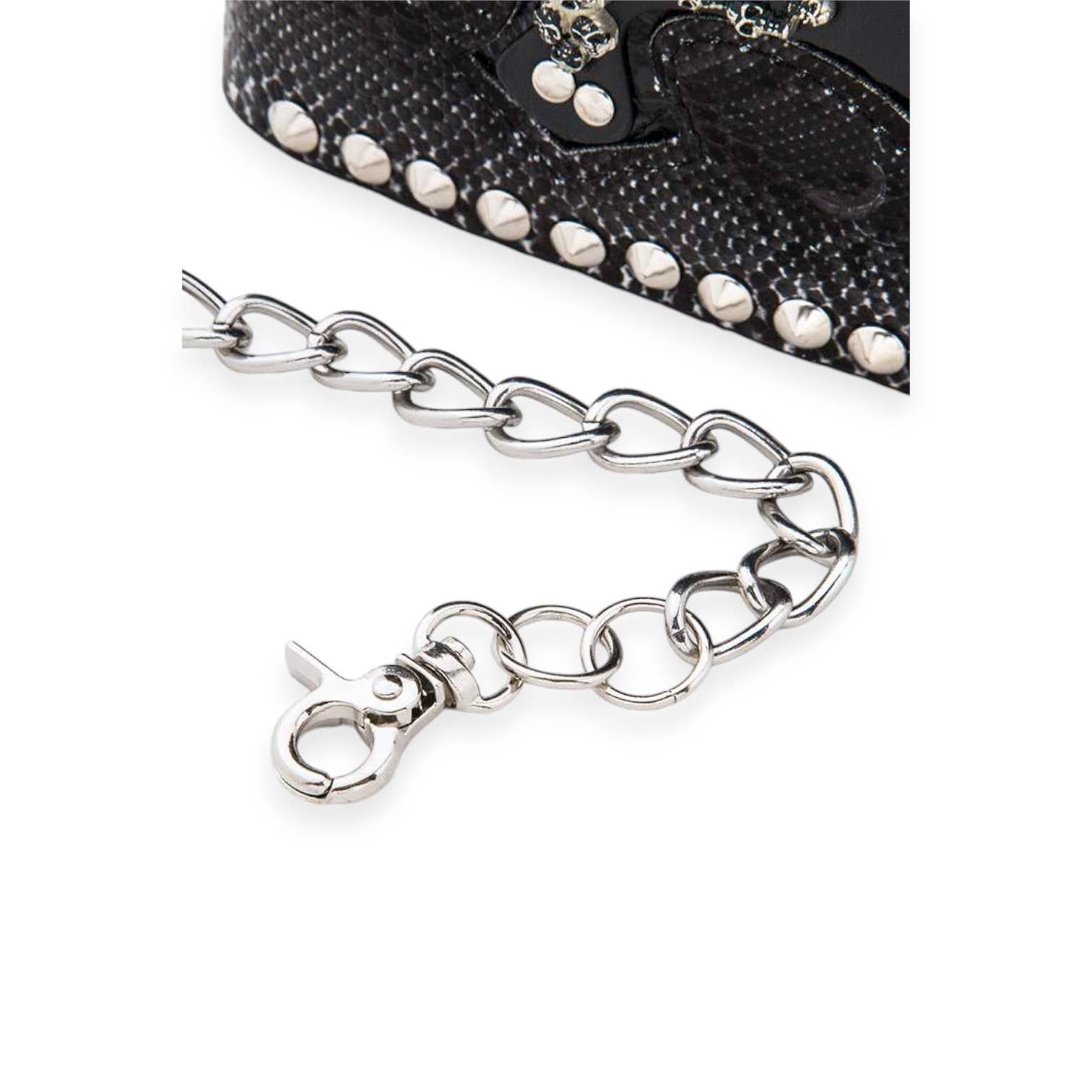 Black Metallic Croc Effect Biker Chain Wallet for wholesale on Faire4