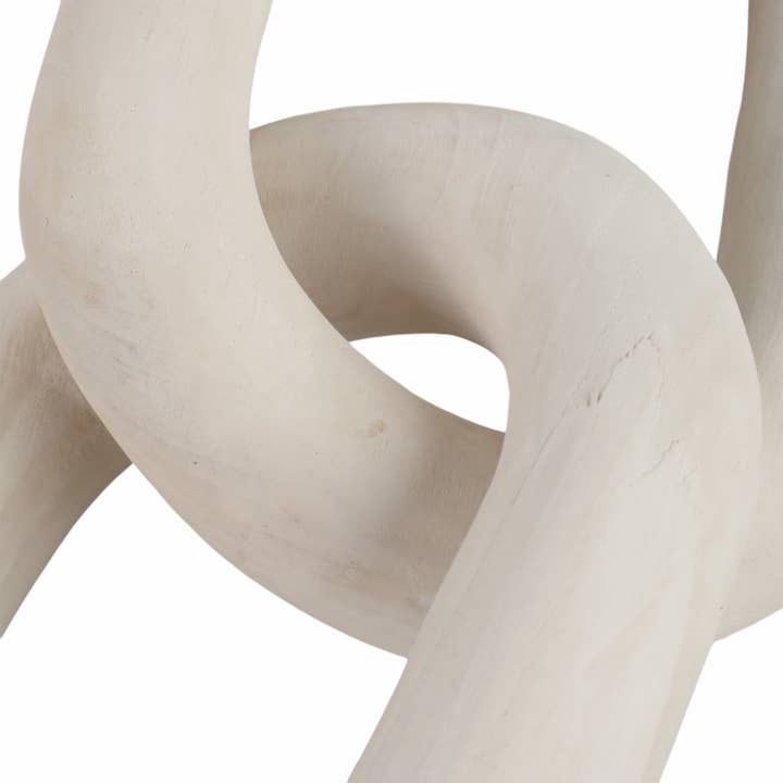 Sagebrook Home - Wholesale Decorative Tabletop Object - Wood Interlocking 3-Chain Link Sculpture - White, 4 in.7