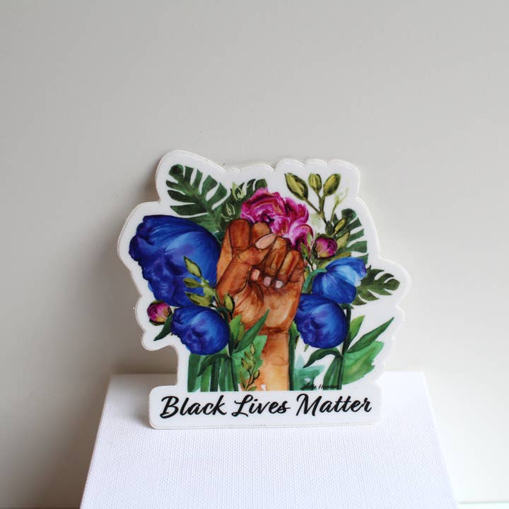 Joelle Hanton Art - Wholesale Sticker - Vinyl Sticker- Black Lives Matter Floral Watercolor Design2