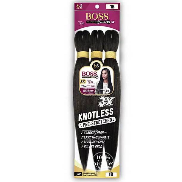BOSS BRAID PRE-STRETCHED 54 3X KNOTLESS ASSORT COLORS for wholesale by Majestic Wholesale
