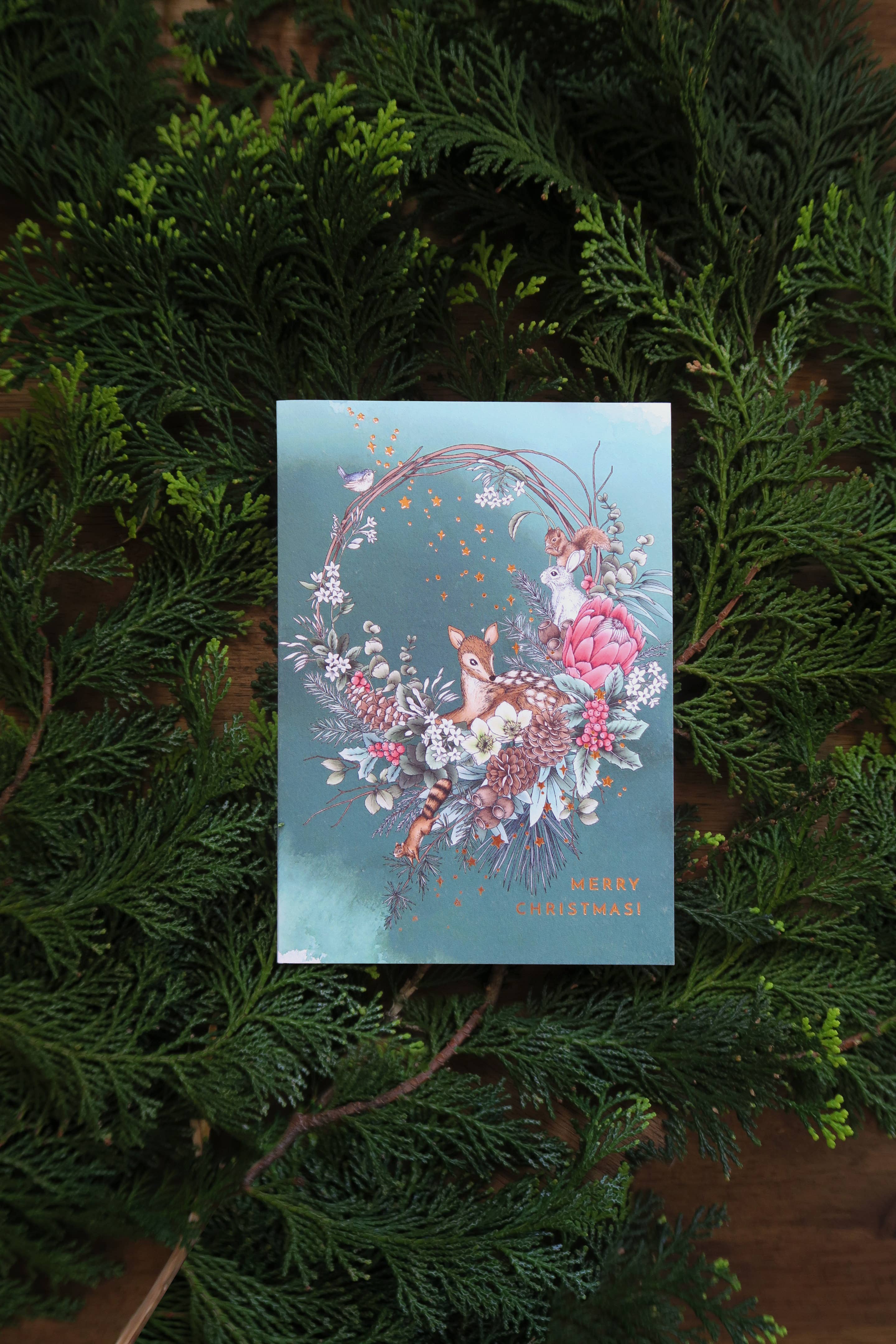 Typoflora - Wholesale Christmas Card - Enchanted Christmas Wreath Card2