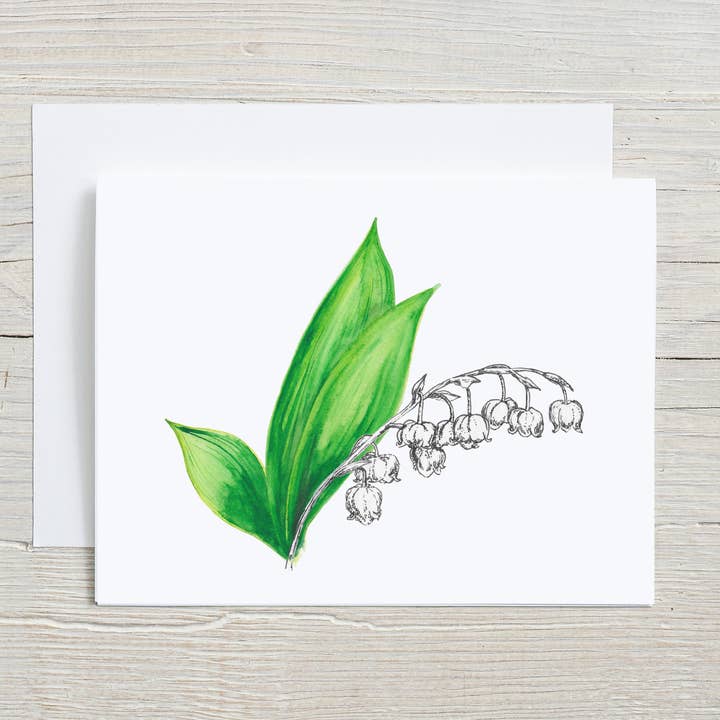Carte Aquarelle Muguet, Élégante Botanique pour la vente par Liz Pope Designs