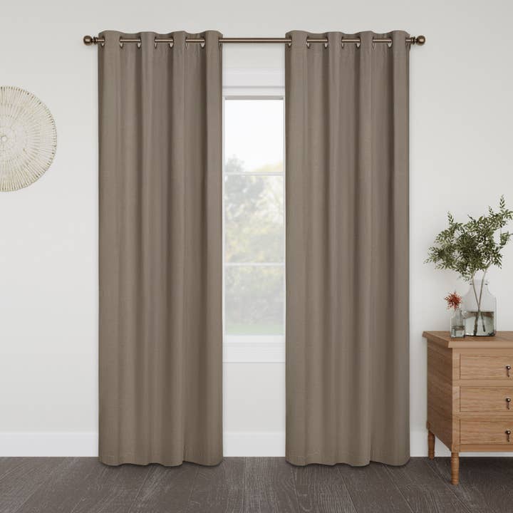 Linen Slub Blackout Grommet Curtains Pair, 2 Panels, 52"×96" for wholesale by Awesome Home
