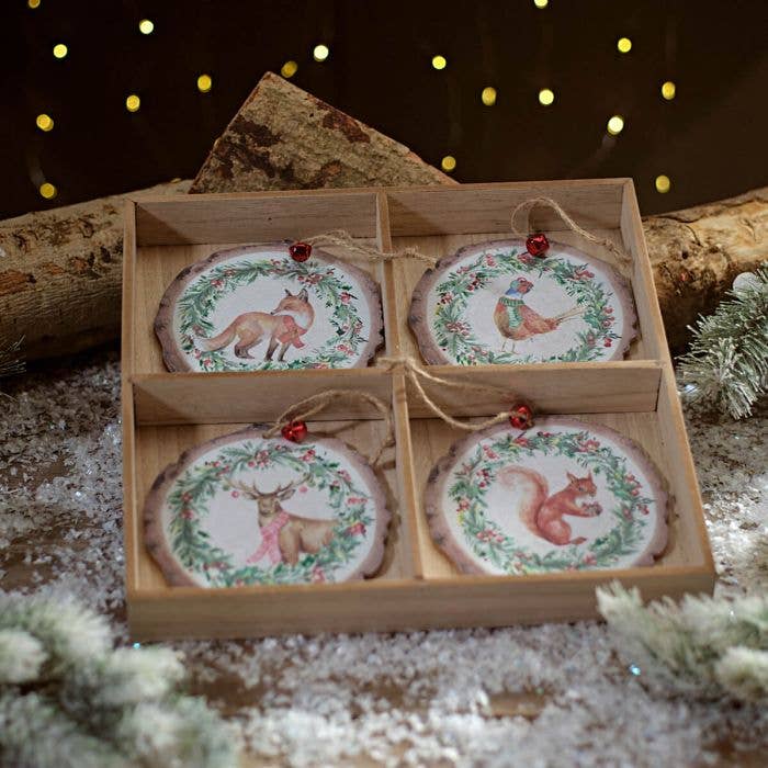 Langs - Wholesale Decorative Tray - Frosted Forest Bark Effect Wood Hanger 4 Asstd Tray 480