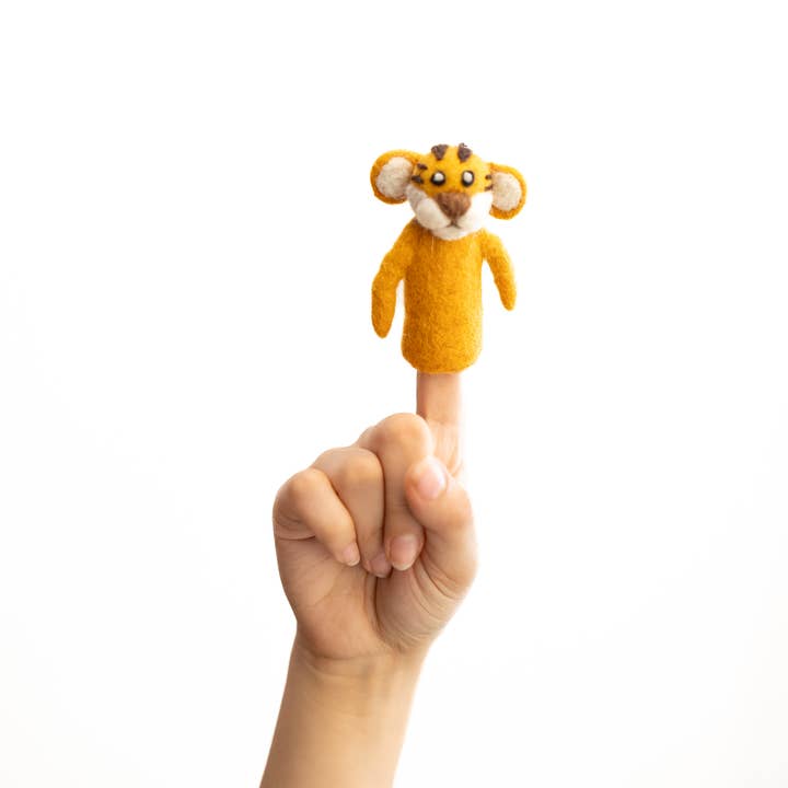 Tiger Finger Puppet, Handmade, Needle Felted, 100% Wool   for wholesale by Everest Pet Supply & Gifts