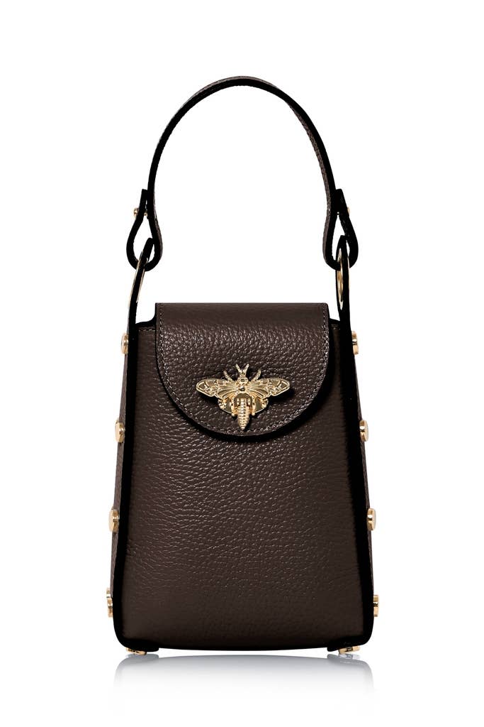 MONTTE DI JINNE - Vente Sac à bandoulière – femme - Mini sac abeille en cuir véritable italien avec bandoulière chaîne dorée14