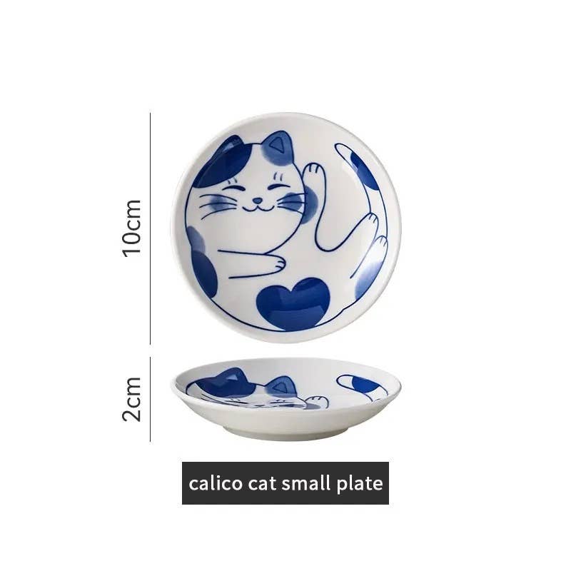 Homerely (We Cover All Import Duties) - Wholesale Dinner Plate - Japanese Style Cat Pattern Ceramic Dish Plate1