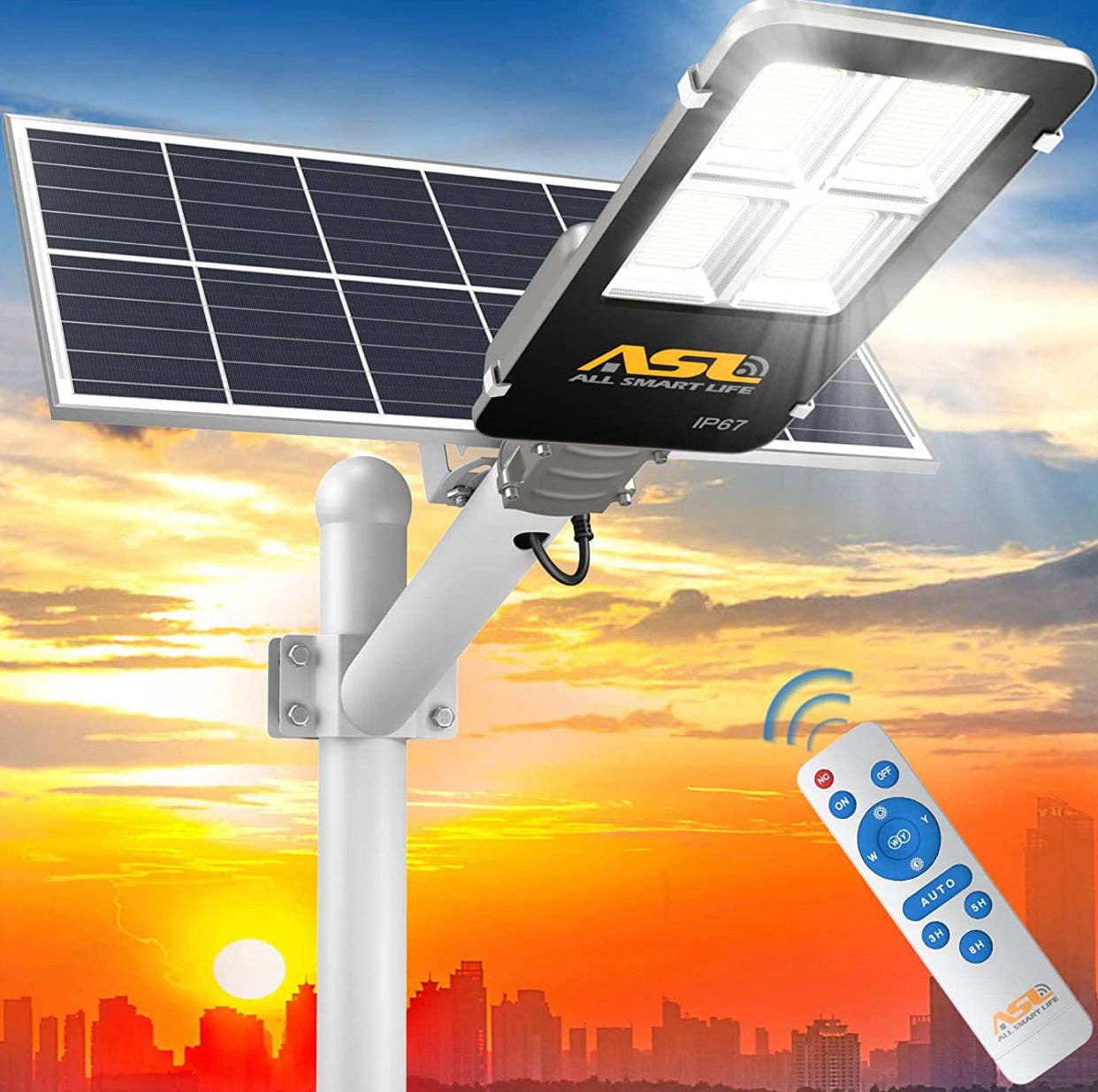 OutdoorSolarOutlet – wholesale Outdoor/lawn light – Street Lights Outdoor Dusk to Dawn with Remote Control Security Waterproof Motion Sensor , 350W 260LED 6500K 52000lm0