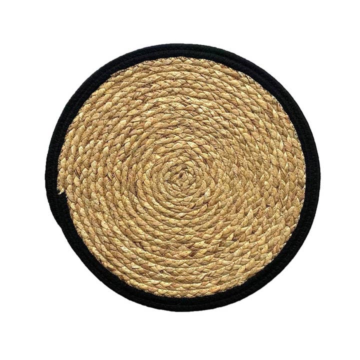 Round table set with black edge D38cm for wholesale by Opjet Paris