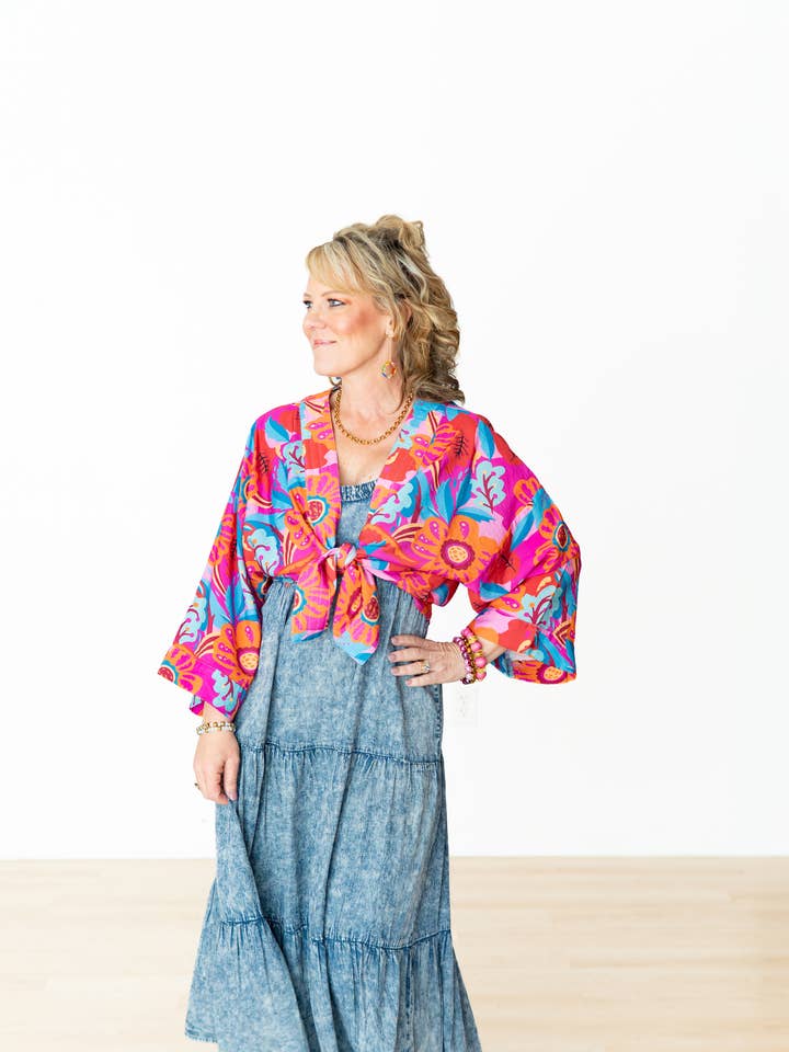 Rica Floral Short Kimono for wholesale by Winton and Waits