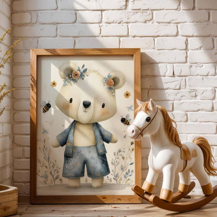 Skogsbjörnkonst | Blå klädsel | Barnkammare för wholesale av Artsriver