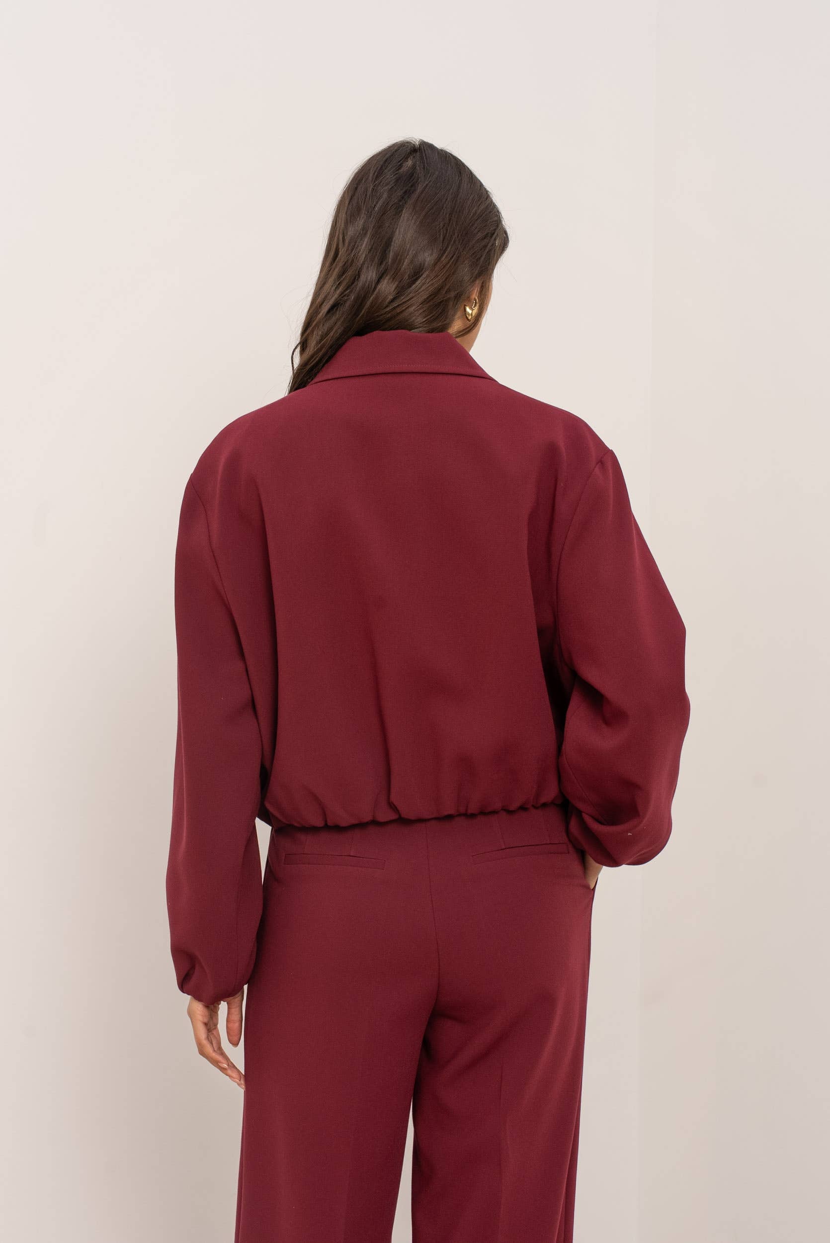 Attentif Paris - Wholesale Bomber Jacket - Women's - [Aura] Short zip-up bomber jacket with shirt collar35