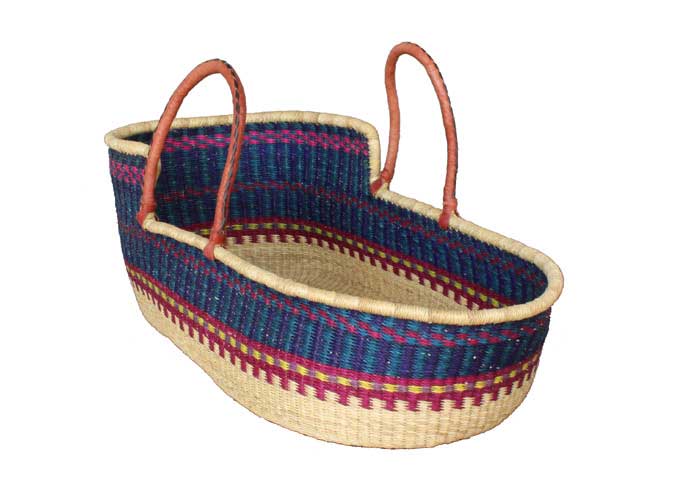 African Market Baskets - Wholesale Bassinet - Baby - African Bolga Baskets : Moses Basket (G-164)1