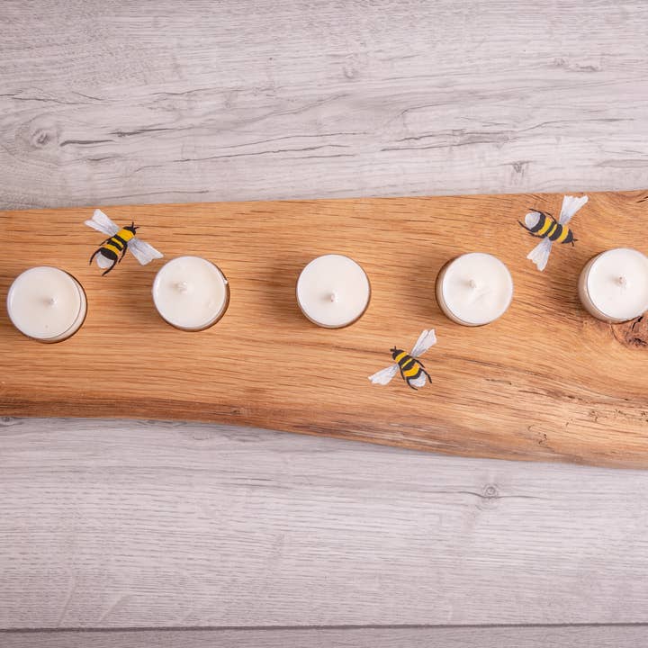 English Oak Tea Light Holder for wholesale by Liz Corley Art