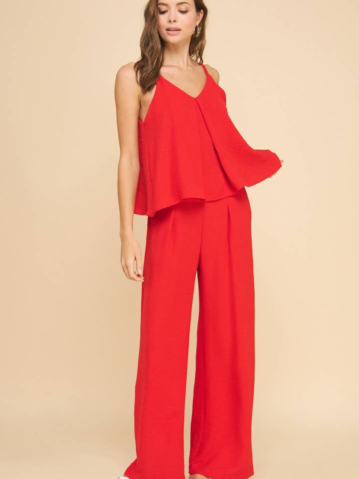 Pantaloni fluidi ISP1342A rossi per la vendita all'ingrosso da parte di If She Loves