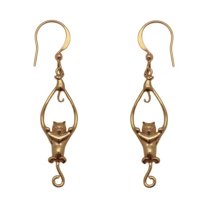 (BR111) Whimsical Cat & Mouse Dangle Earrings for wholesale by Vera Wolf