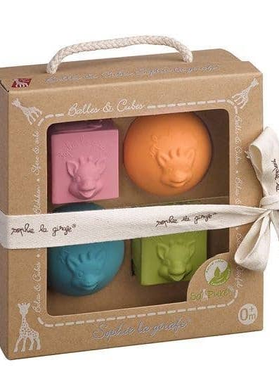 So' Pure Sophie La Girafe Cubes & Balls - Natural Rubber for wholesale by Sophie la girafe UK