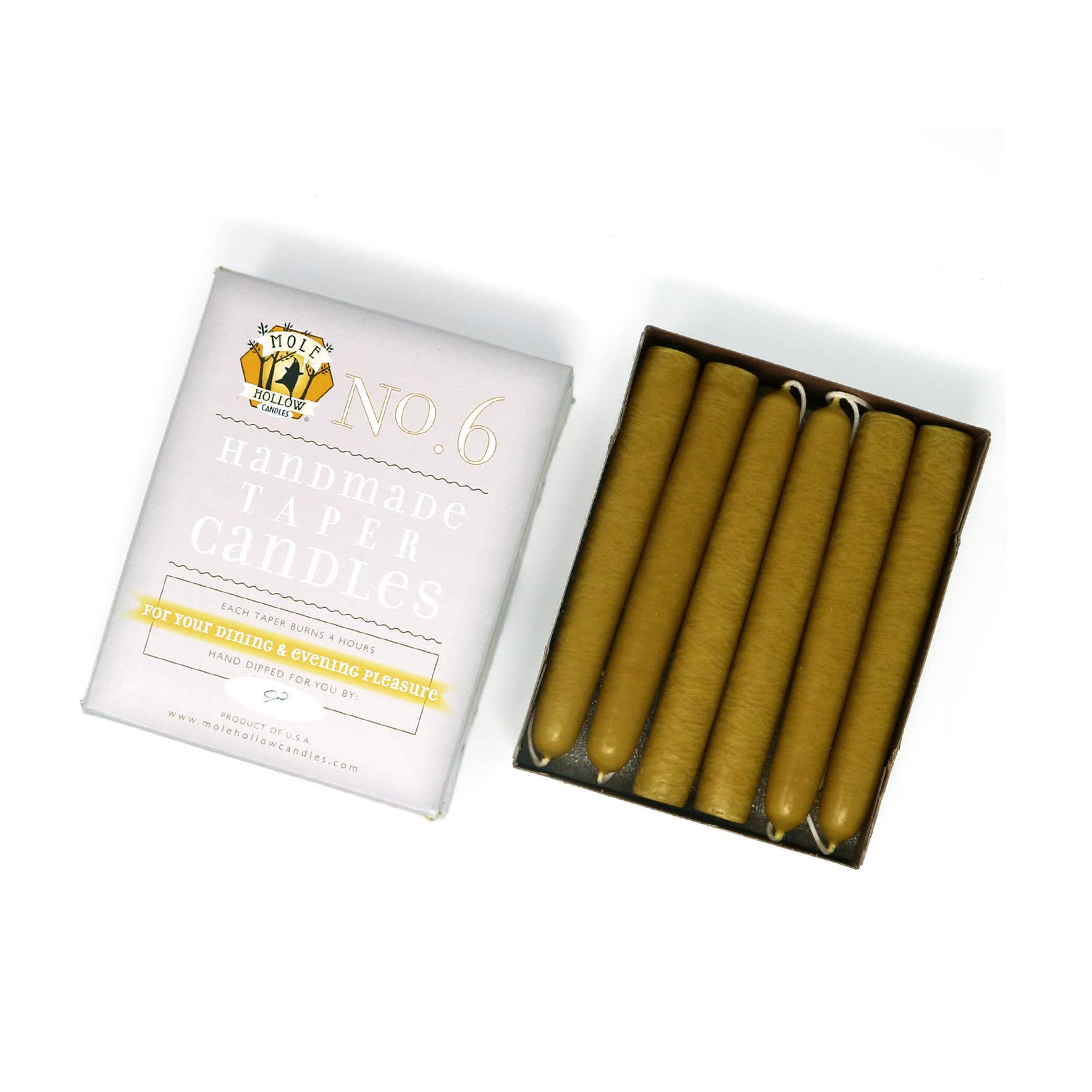 Mole Hollow Candles - Wholesale Tapered Candle/Candlestick - 6" Hand Dipped Unscented Taper Candles - 39 Colors USA Made19