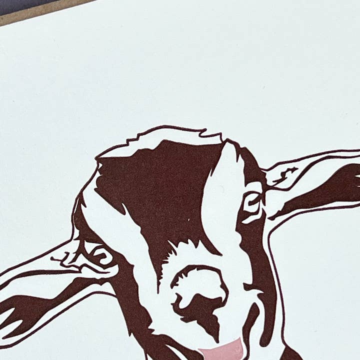 Penguin Ink – wholesale Everyday greeting card – Goat Letterpress Card1