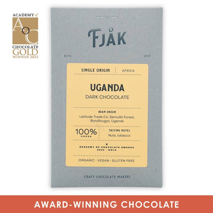 Bar & Cocoa Chocolate - Wholesale Chocolate Bar - Fjåk Dark Chocolate Bar Uganda 100% (Organic)2