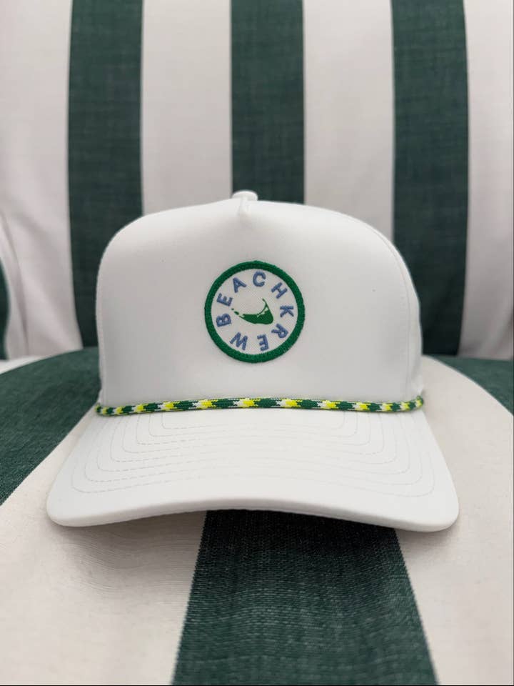 NANTUCKET ISLAND PATCH CADDY HAT - WHITE for wholesale by Beach Krew
