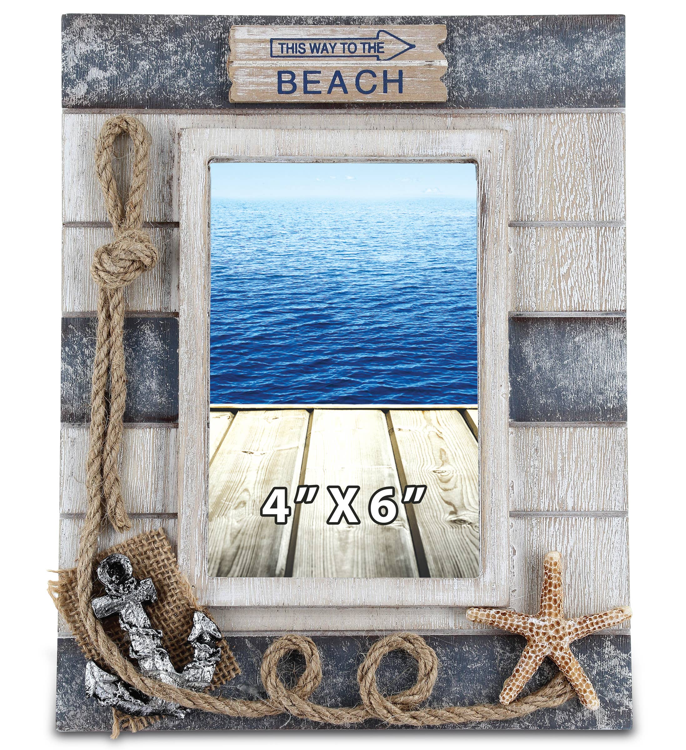 Cota Global – wholesale Picture frame – Nautical - Silver Sea Photo Frame 4X60