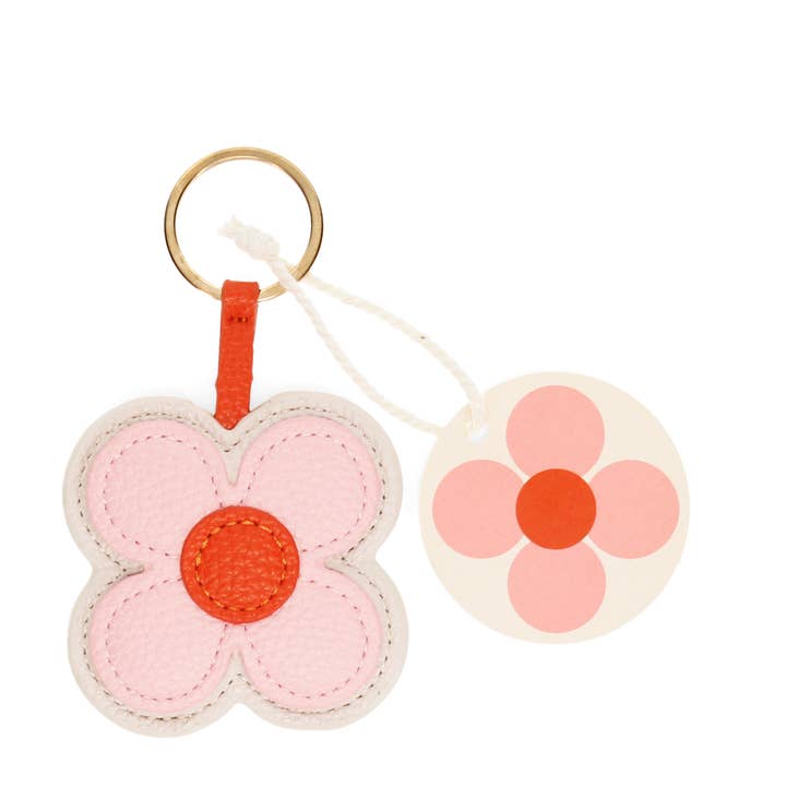 Rex London UK - Wholesale Keychain - Unisex - Faux leather keyring - Pink daisy