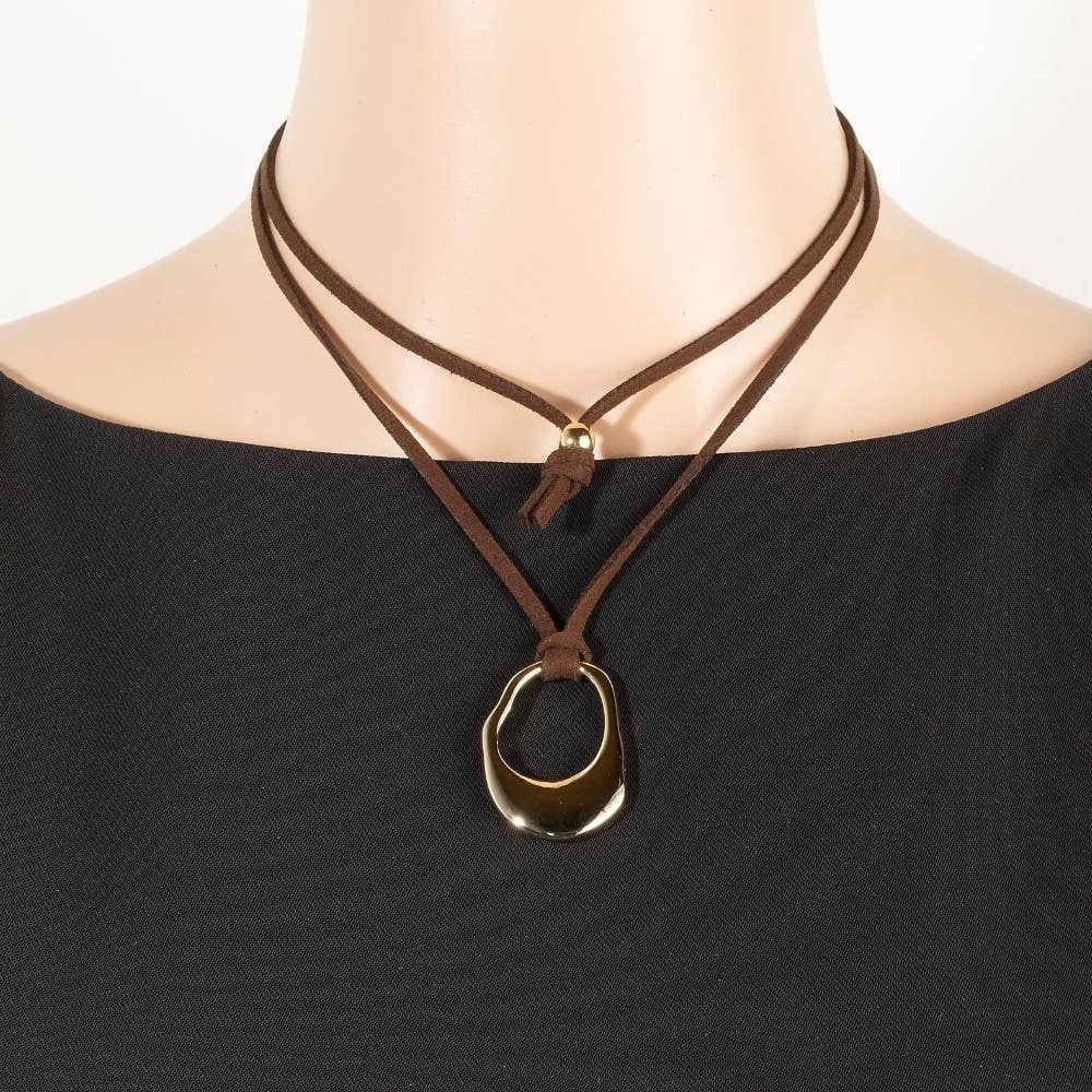 Anarchy Street - Wholesale Pendant/Charm Necklace - Hammered Oval Suede Cord Necklace3