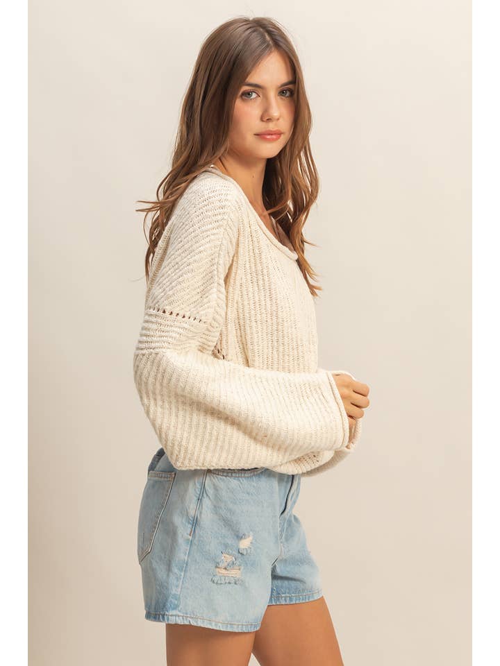 HYFVE - Wholesale Knit Sweater - Women's - Ribbed Drop Sleeve Sweater7