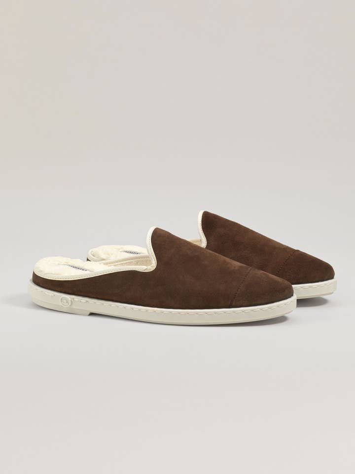Mule homme cuir, mocha pour la vente par Angarde