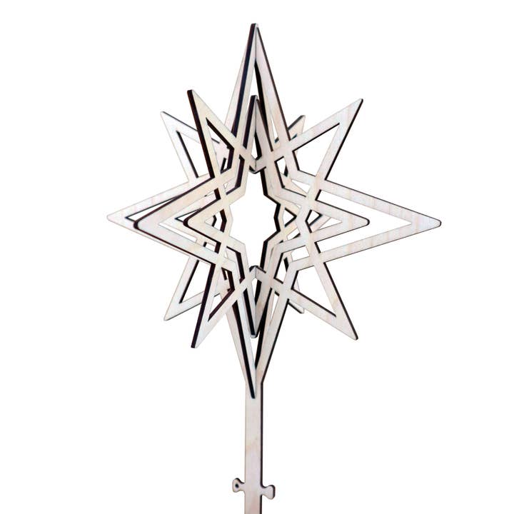 Wooden Christmas Tree Topper Star for wholesale by Papurino