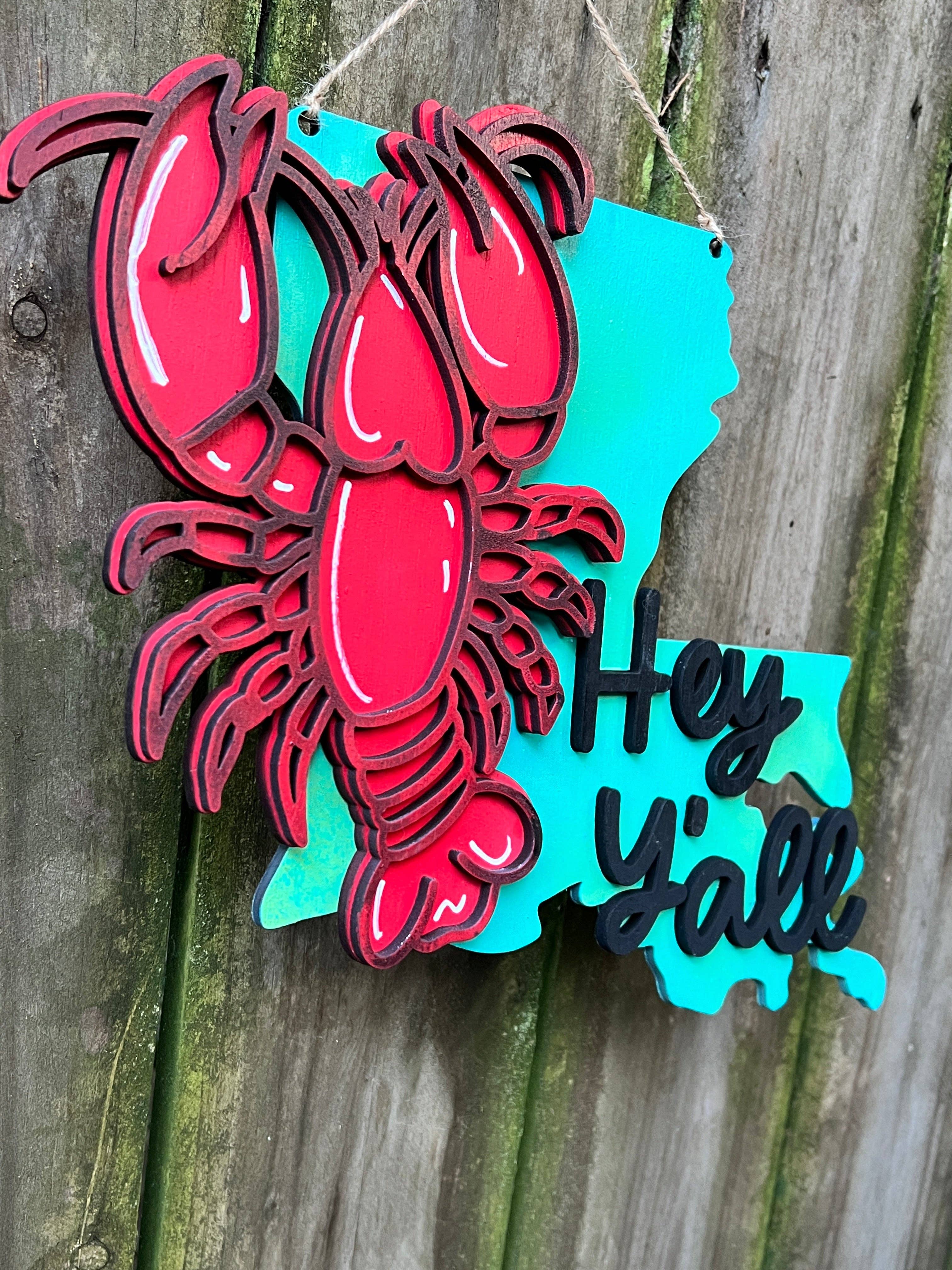 Geaux Magnolia - Wholesale Door Hanger - Louisiana Crawfish 3D Door Hanger2