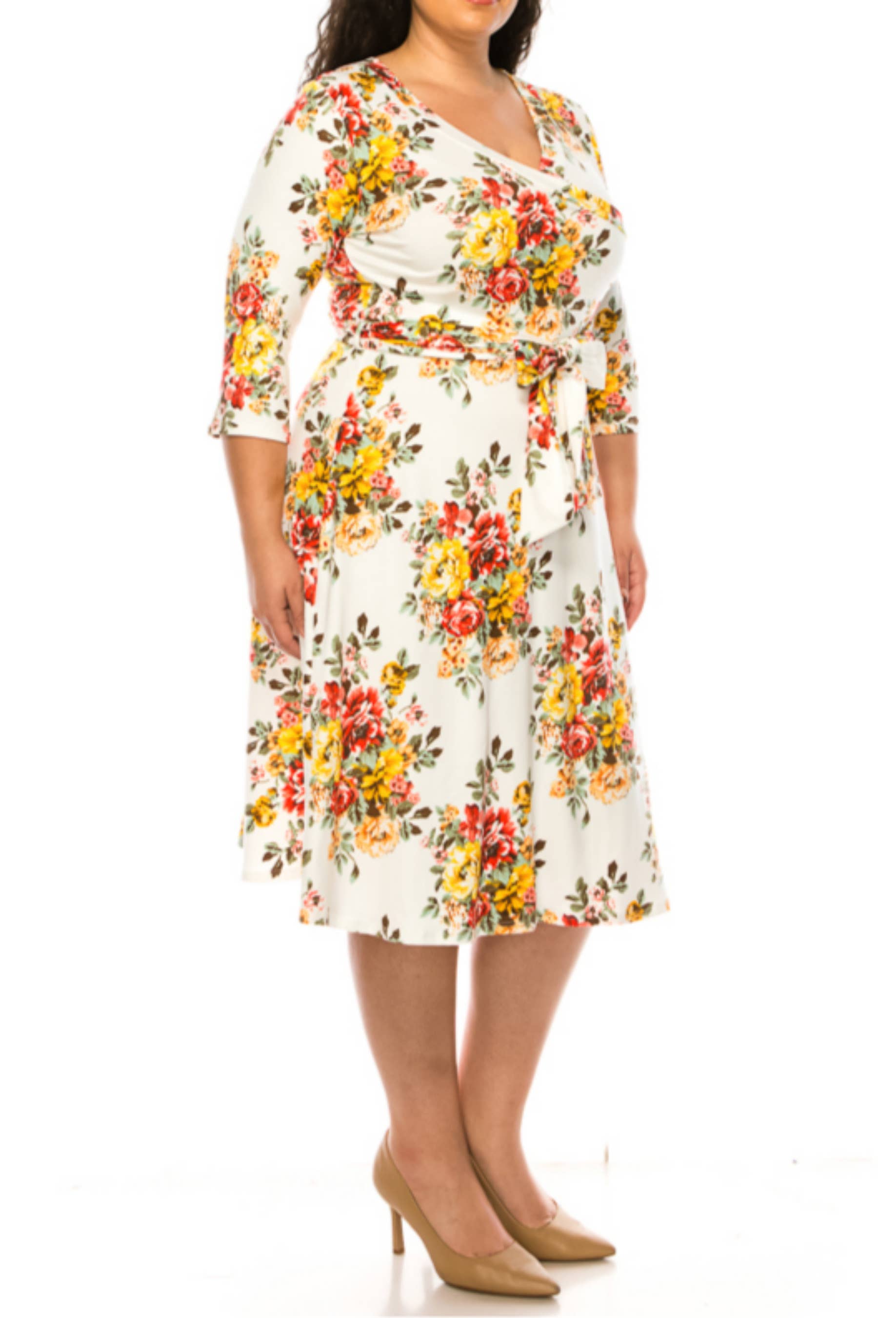 MOA COLLECTION - Vendita all'ingrosso Vestito - Donna - Abito da donna in tessuto sintetico, taglia forte, con profondo scollo a V9