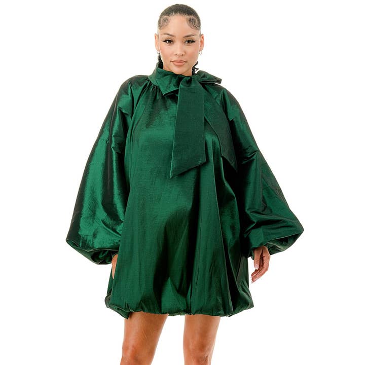 Vestido de bolha Plus com balão de manga comprida e ajuste solto por atacado de DORCAS